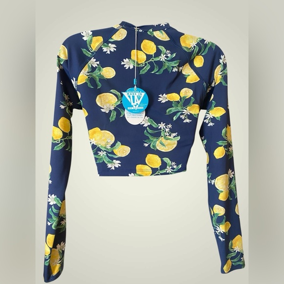 Navy & Lemons Rash guard by WET swimwear | Designer swimwear | NWT size M - Picture 3 of 7